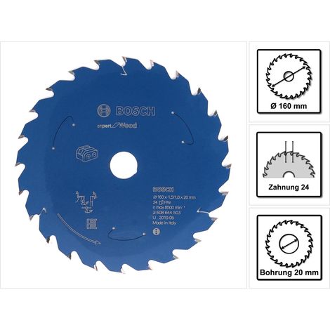 Lame de scie circulaire Expert for Wood Bosch pour scies circulaires portatives sans fil 160 x 1,5 x 20 mm 24 - 2608644503