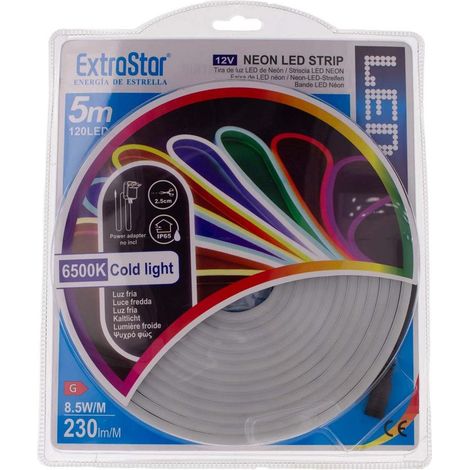 Striscia LED Neon 5M 8.5W/M 12V 120LED Modellabile e Tagliabile IP65 Angolazione 120°, 9 Colori Disponibili (Bianco Freddo 6500K)