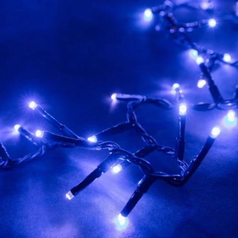 Guirlande solaire bleue 10 m – 100 LED – Fonction clignotante – Capteur solaire pour économie d'énergie – Installation facile – Millumine (1/3)
