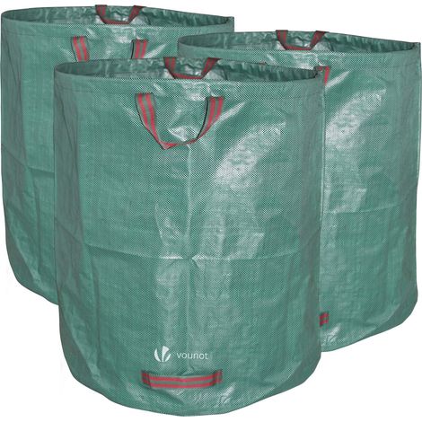 VOUNOT 272L Large Garden Waste Bags with Handles, Green, 3pcs