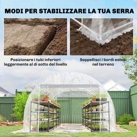 Serre de jardin 6x3x2 m avec portes enroulables, structure en acier, bâche transparente anti-UV en PE (1/5)