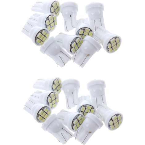 Bombilla LED T10 W5W de 8 SMD, color blanco, para interiores, 12 V, 20 unidades por paquete.