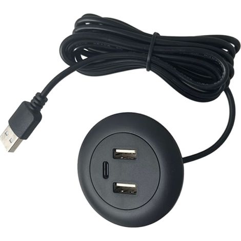 Chargeur USB Type-C intégré pour prise de bureau multifonctionnelle noire (1/5)