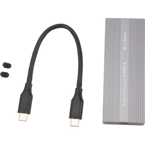 Boîtier SSD M.2 NVMe PCIe NGFF SATA avec port USB-C 10 Gbit/s, conforme UASP, sans outil, pour câbles USB-C 2230 et 2242 (disque dur non inclus). (1/5)