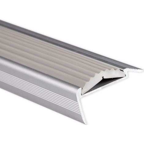 Treppenkantenprofil mit Einzel-Gummieinlage Power Grip Länge: 100 cm Selbstklebend Grau