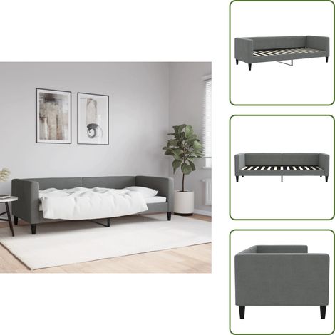 Lit - vidaXL Lit de repos sans matelas gris foncé 80x200 cm tissu - Canapé-lit moderne (1/5)