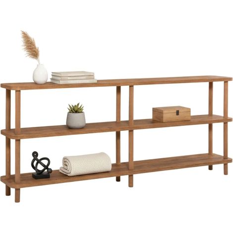 Libreria Fulgence, Biblioteca 3 Ripiani, Installazione a Terra, Sfumatura Colore Struttura Quercia, 180x35x75h cm Marrone Quercia