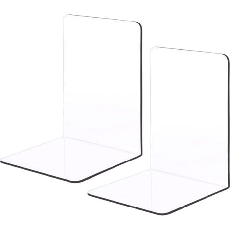 Serre Livres - Acrylique Transparent - 10 x 8 x 10 cm - Pour Bureau et Maison - Lot de 2 (1/5)