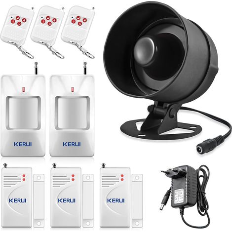 Alarme Maison sans Fil, Alarme Maison 10 Pièces avec115dB Sirène Alarme Porte Télécommande Detecteur de Mouvement Système de Sécurité Kit pour Alarme Garage/Voiture/Appartement (1/5)