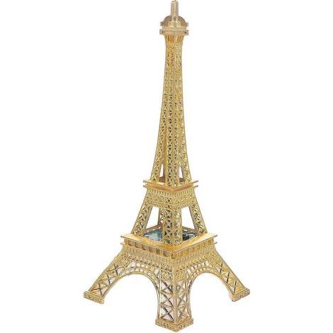 Maquette en métal de la Tour Eiffel, mini figurine de la Tour Eiffel avec lumière, ornement architectural.-25.00X10.00X10.00CM-Golden (1/3)