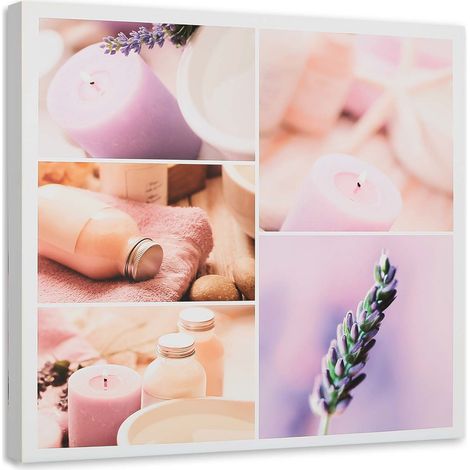 Tableau sur toile Bougies violettes Zen Spa 40x40 (1/5)