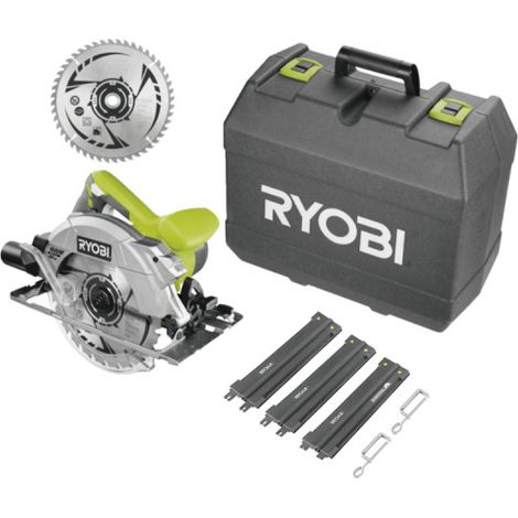 Pack RYOBI Scie circulaire RCS1600-K2B - 1600W - 66mm - 1 lame 48 dents - 1 lame 24 dents - guide de coupe - RAK03SR