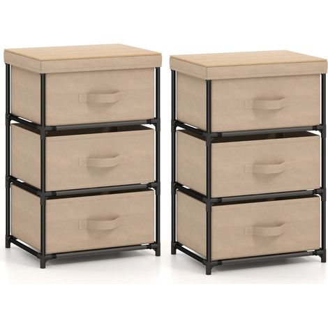 Set di 2 cassettiere 40 x 30 x 62 cm struttura stabile multifunzionale stile industriale tessuto non tessuto colore caffè 200018728