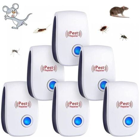 6er-Pack Ultraschall-Schädlingsbekämpfer für den Innenbereich, Mücken-, Mäuse-, Kakerlaken-, Spinnen- und Insektenabwehr (1/4)
