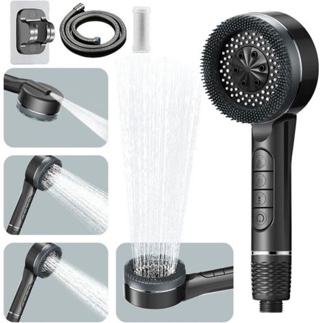 High Pressure Shower Head, Water Saving Shower Head with 1.5M Shower Hose and Shower Holder, Anti-Limescale Shower Head with Filter and 4 Spray Patterns (1/5)