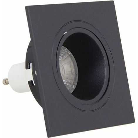 Spot GU10 50W 2700K Carré orientable Noir IP20 (1/5)
