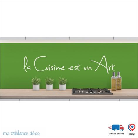 Crédence : LA CUISINE EST UN ART 2 - Couleur Vert jaune - Alu composite - 60 - 120 (1/3)