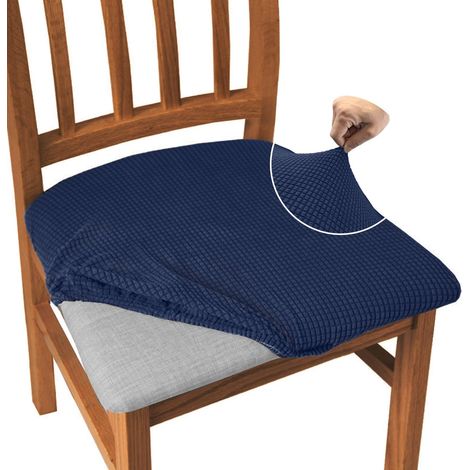 Set of 4 jacquard dining chair covers, high elasticity, dustproof, for dining room, kitchen, navy blue (1/5)