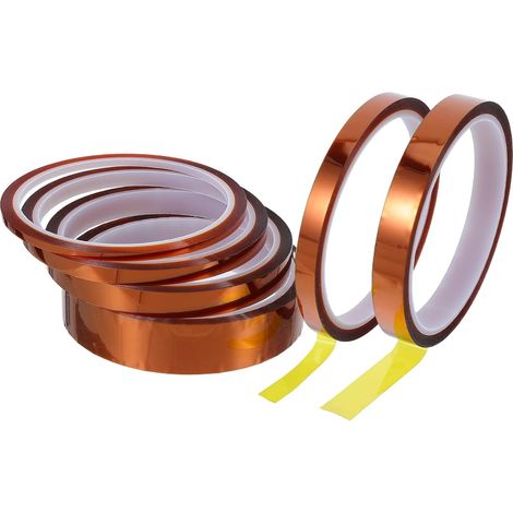 CCYKXA6 Hochtemperatur-Polyimid-Klebebandrollen, 6 Rollen à 33 m, Breiten 0,3–2 mm, selbstklebendes Wärmedämmband für Sublimation (1/5)