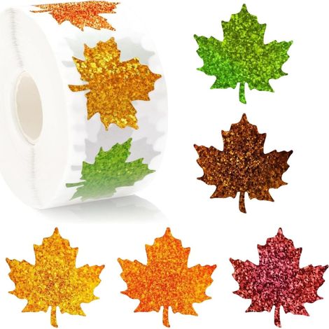 Pack of 500 glittery maple leaf stickers (1/5)
