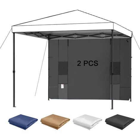 Lot de 2 Parois Latérales 183 x 305 cm pour Tonnelle Pliante, Polyester 210D Imperméable UV 99%, avec 4 Poches, Montage Rapide, Compatible Barnum Pop Up à Pieds Droits (1/5)