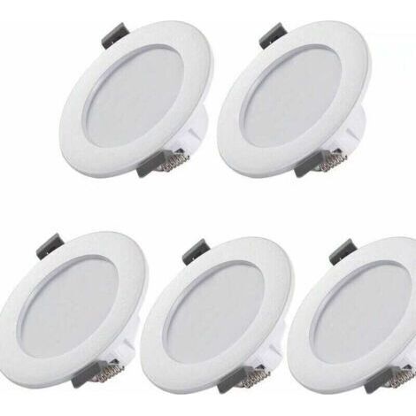 Pack de 5 spots LED encastrables salle de bain – IP44 ultra-plat 35mm – Blanc neutre 4000K – 460Lm – Installation facile sur 230V (1/5)