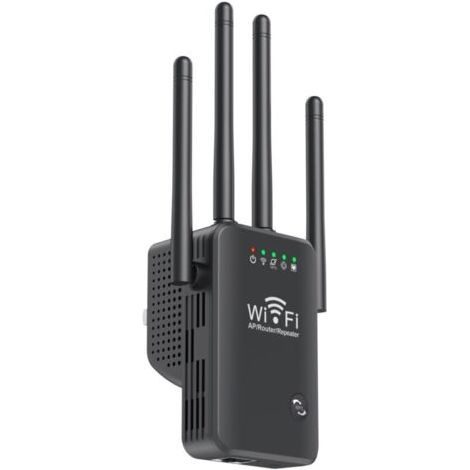 Repeteur WiFi sans fil 4 antennes 2.4G WiFi 300M Extender Amplificateur de signal longue portee noir (1/4)