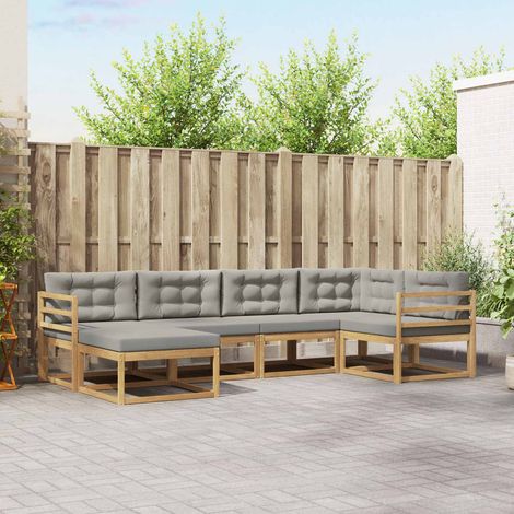 vidaXL Outdoor-Sofagarnitur 5 pcs Weiß und Hellgrau Polyester (1/5)