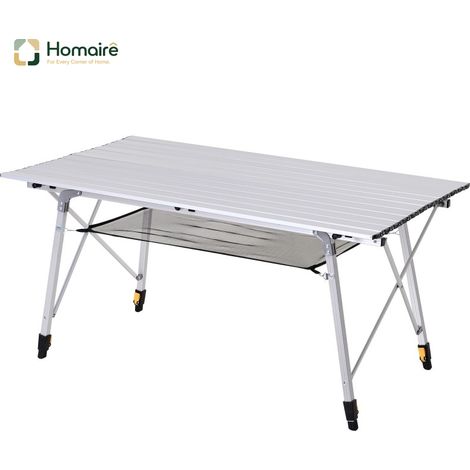 HOMAIRE Picknick Klapptisch Falttisch Höhenverstellbarer Campingtisch Aluminium Silber mit Tragetasche
