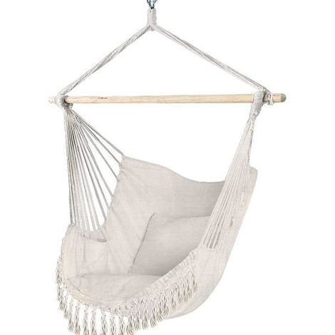 Chaise Suspendue - Coton Doux - 2 Coussins - Intérieur et Extérieur - 120 kg