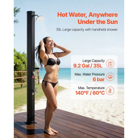Douche Solaire 35 L Douche Extérieur Solaire Autoportante pour Jardin Piscine Plage, Hauteur Pommeau 1,95 m, avec Robinet de Lavage… (1/5)