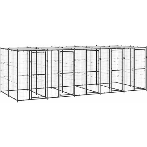 Outdoor-Hundezwinger Stahl mit Überdachung 12,1 m² vidaXL