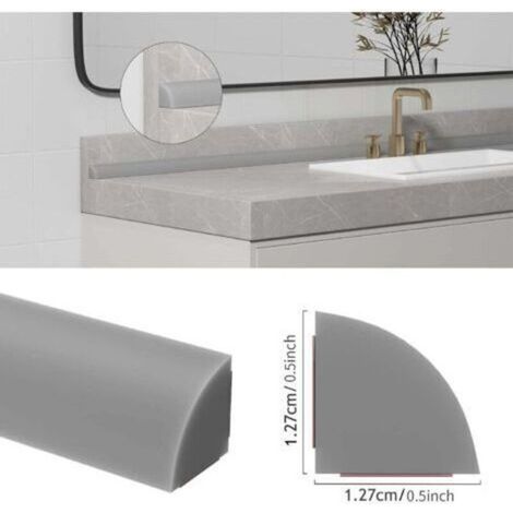 Moulure quart de rond flexible, bordure quart de rond autocollante, bordure de baignoire autocollante, 1 m de long, gris