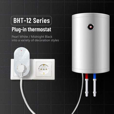 16A WLAN-Digital-Thermostatsteckdose, kompatibel mit Tuya, Sprachsteuerung, Sechs-Phasen-Temperaturregler, Touch-Tasten, LED-Anzeige - Crezuo