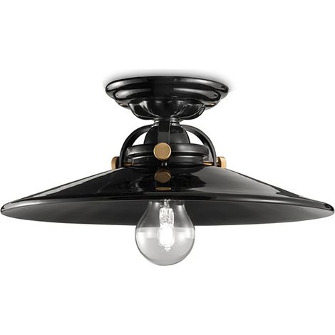 RETRO' B&W C104, Plafoniera in Ceramica, Ferroluce - Colore: Nero (1/2)