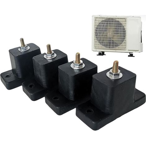 Amortisseur de climatisation, Amortisseur de climatisation  Pieds de compresseur d'air avec bloc d'amortissement en caoutchouc de 4 pièces - Roulement anti-vibration pour machine (1/5)