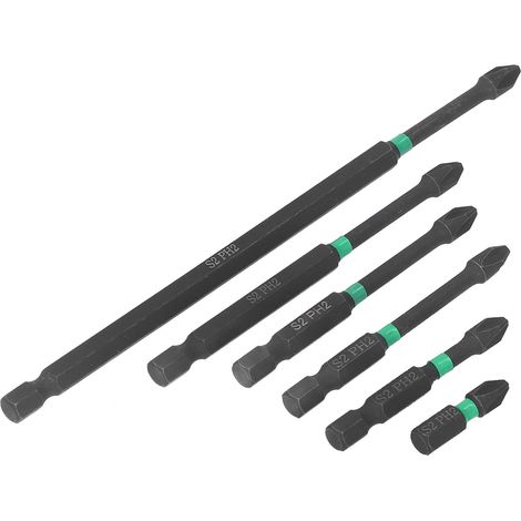 6-teiliges Set Schraubendreherbits PH2 Kreuzschlitz, S2-Legierungsstahl, Sechskantschaft, magnetisch, für Wartungsarbeiten (1/5)