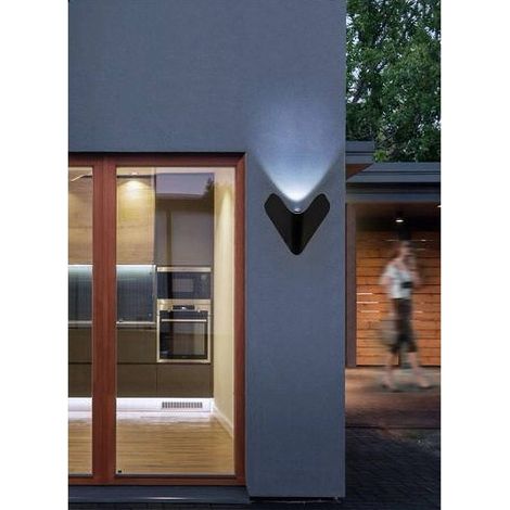TrAdE Shop Traesio - Applique Led Esterno Parete 12 W Alluminio Nero Luce Fredda Calda Naturale Es61 - -Bianco Freddo -