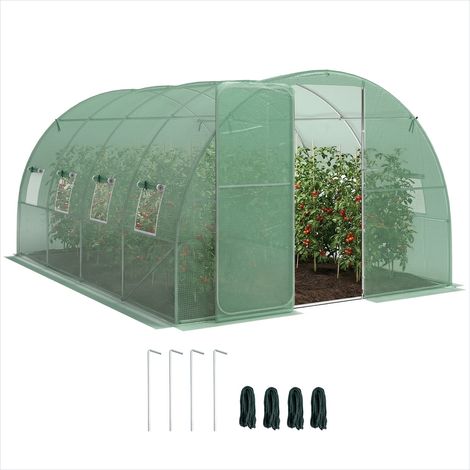 Serre de jardin tunnel 12 m² acier galvanisé avec porte et 8 (1/5)