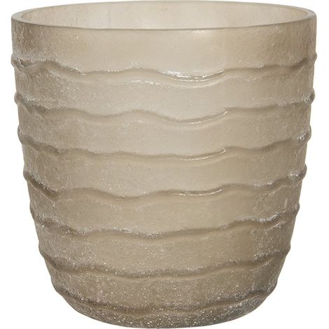 Photophore en Verre Beige Porte-Bougie Chauffe-Plat pour Décoration de Table Ø 13 x 13 cm - PANGIVO (1/2)