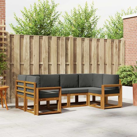 Outdoor-Sofagarnitur mit Kissen 6 pcs Natur und Anthrazit