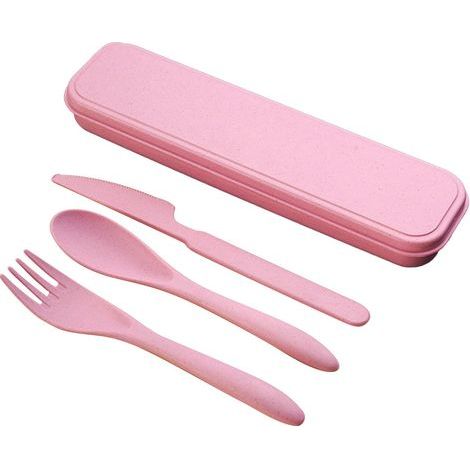 Cutlery set, reusable spoons and forks, portable lunchbox cutlery set for children and adults, suitable for travel, picnics, camping, or daily school use - Pink (1/4)