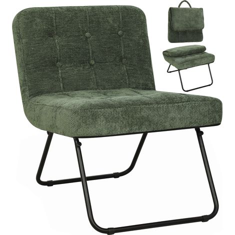 HOMCOM Foldable Accent Chair with Backrest, Wide Seat, Light Green (1/5)