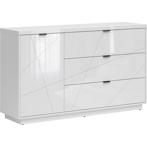 Buffet Sven mit 3 Schubladen und 1 Tür, Weiß, 156cm (1/5)