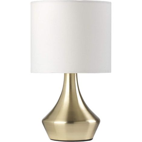 ONLI Lampada da Tavolo Oro in Metallo Satinato e Paralume in Tessuto Bianco 6 W (1/3)