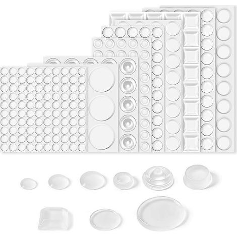 Packung mit 388 selbstklebenden, transparenten Silikonkautschuk-Türpuffern und -Füßen für Schränke und Schubladen mit Halterung für Möbel (1/5)