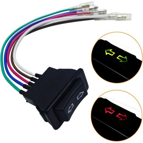 Interrupteur Volet Electrique - 5 Broches - LED Verte - 12 V 24 V CC - 20 A - Pour Vitre Auto - 1 Unite (1/5)