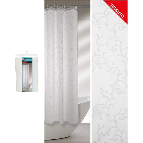 Tenda Doccia Lavabile In Poliestere 240 X 200h Cm Bianco A Fantasia (1/5)