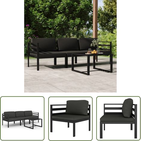vidaXL Salon de jardin 4 pcs avec coussins Aluminium Anthracite (1/5)