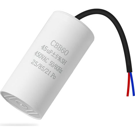 CBB60 450v 45uf 50/60HZ Condensateur de démarrage,condensateur de suppression,condensateur de démarrage de moteur,condensateur microfarad avec fil
